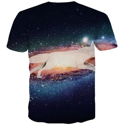 Galaxy T-shirt Men Wolf Tshirts Casual Animal T-shirts 3d Space Tshirts Novelty Harajuku T shirts Funny