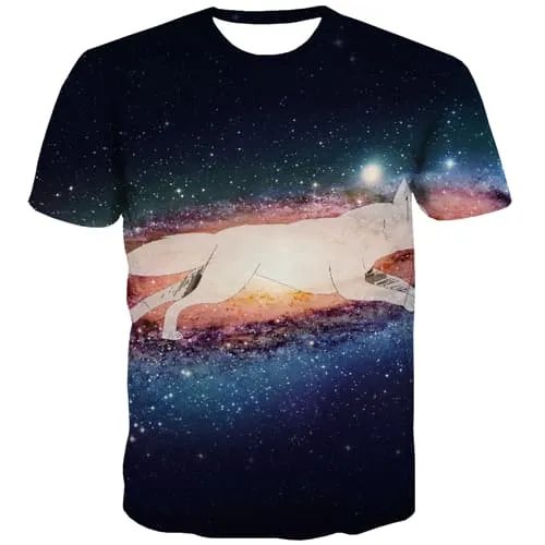 Galaxy T-shirt Men Wolf Tshirts Casual Animal T-shirts 3d Space Tshirts Novelty Harajuku T shirts Funny