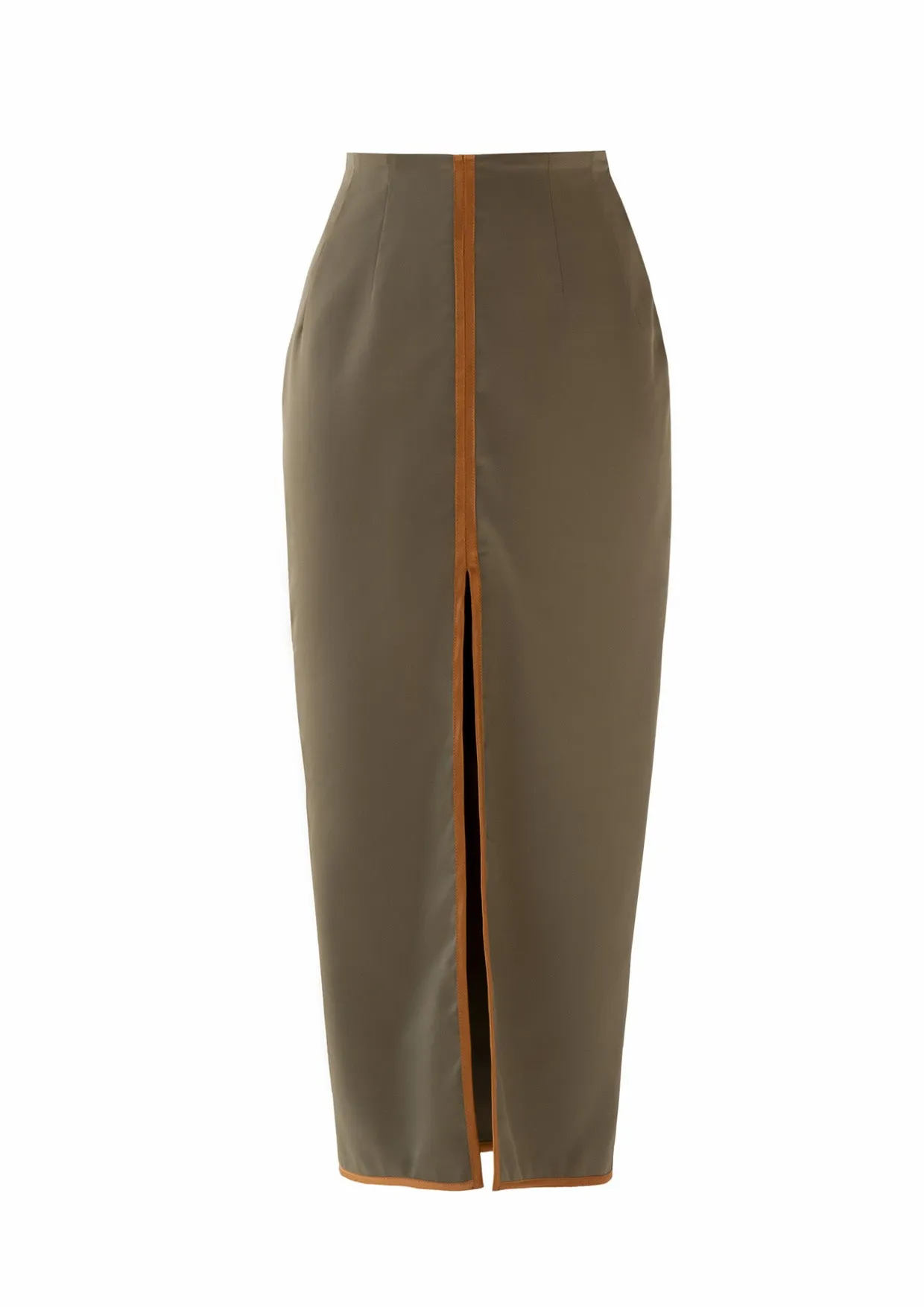 Gold Line Satin Midi Skirt