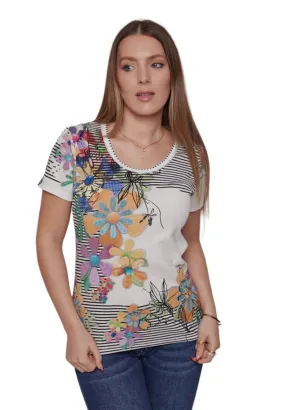 Graphic Tee Floral Print Cotton