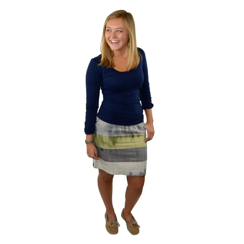 Handwoven Stripe Pencil Skirt