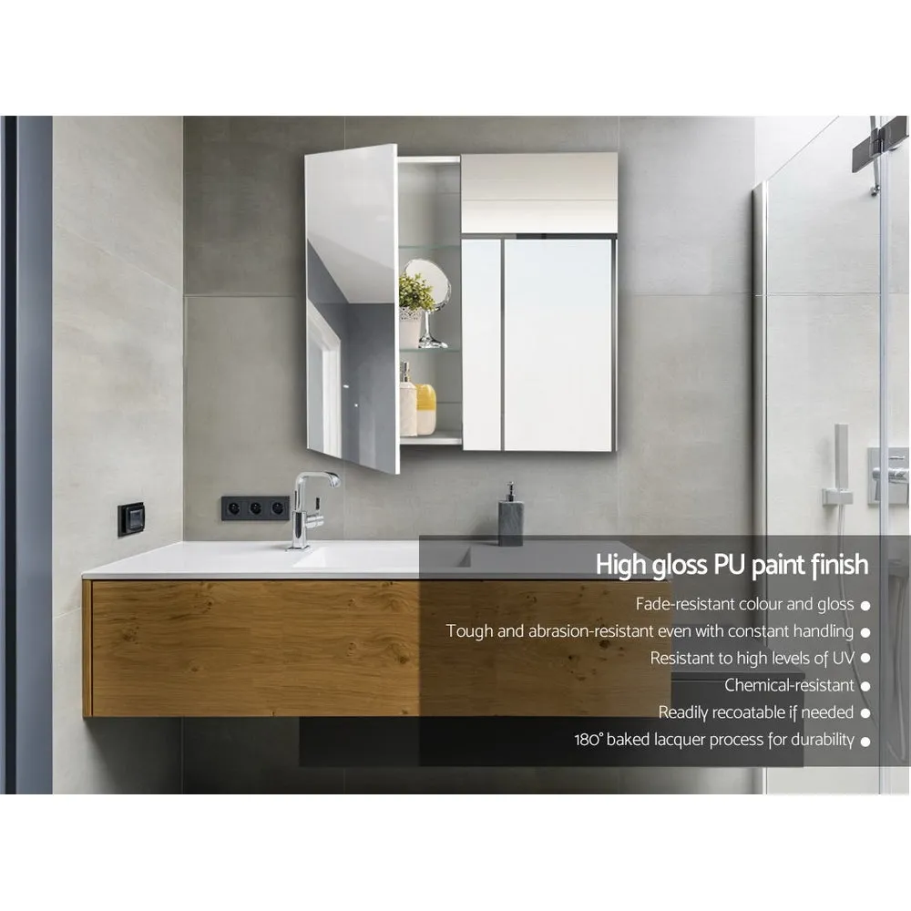 High Gloss Multi-Storage Bathroom Mirror Cabinet - Cefito