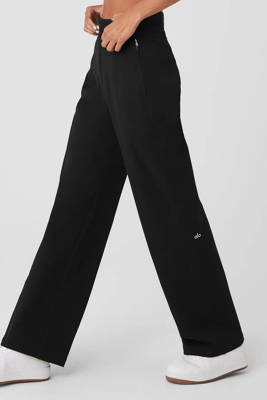 High-Waist On Point Moto Trouser - Black