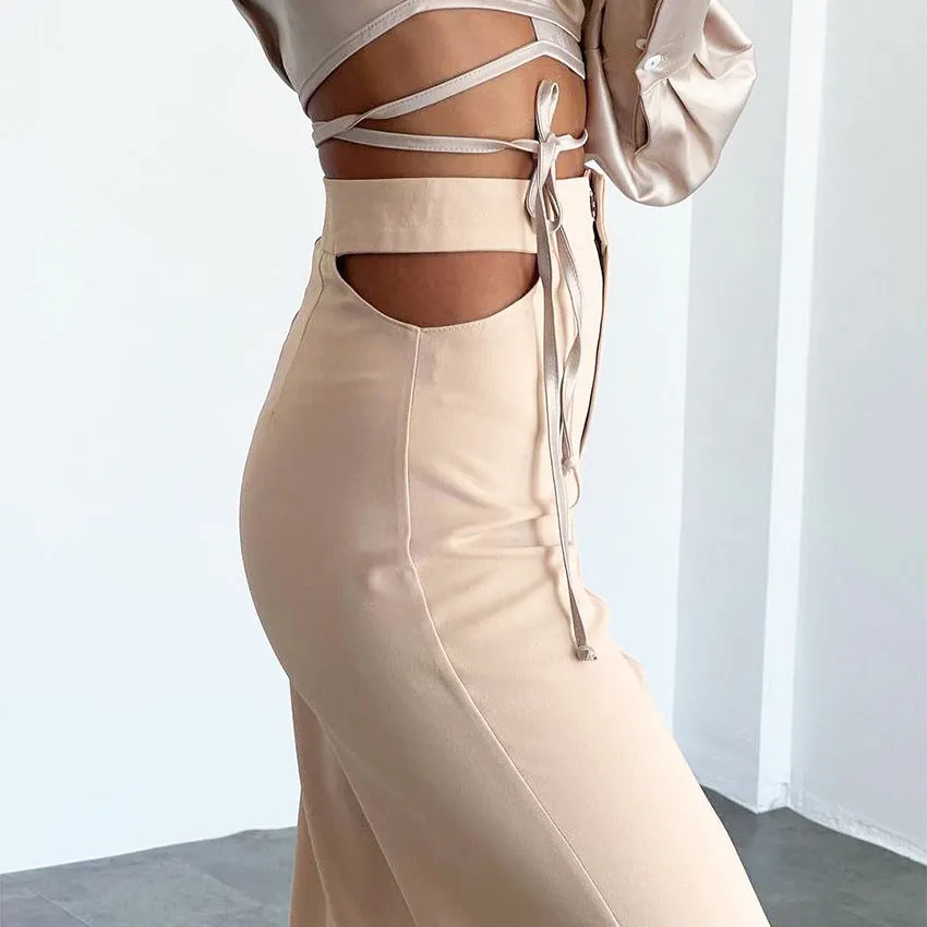 High Waist Sexy Hollow Straight-Leg Trousers Wholesale Pants