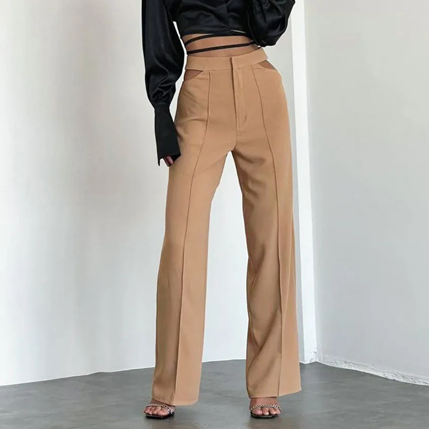 High Waist Sexy Hollow Straight-Leg Trousers Wholesale Pants