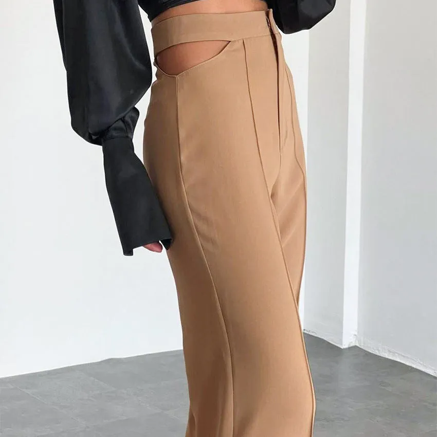 High Waist Sexy Hollow Straight-Leg Trousers Wholesale Pants