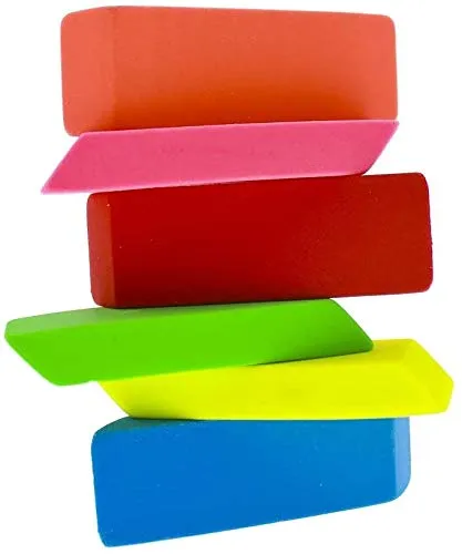 Incredible Value Premium Pencil Erasers Bright Neon Chiseled Erasers - High Quality Bulk