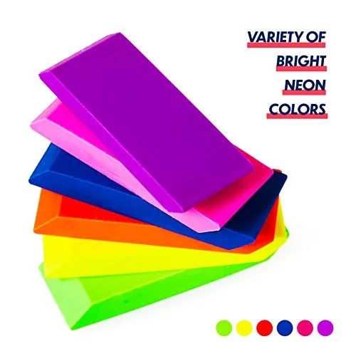 Incredible Value Premium Pencil Erasers Bright Neon Chiseled Erasers - High Quality Bulk