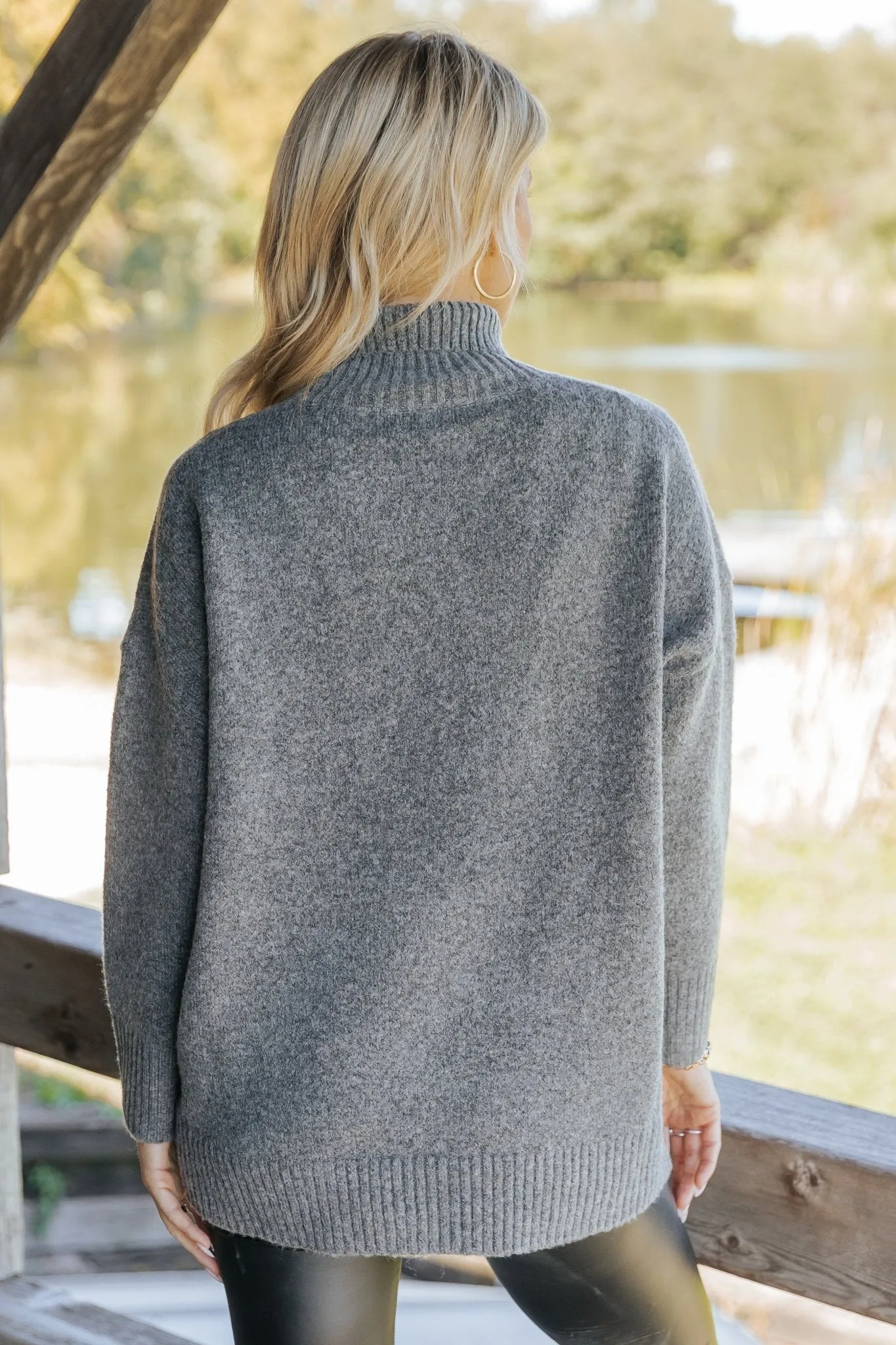 Joanna Brushed Turtleneck Sweater - Charcoal - FINAL SALE