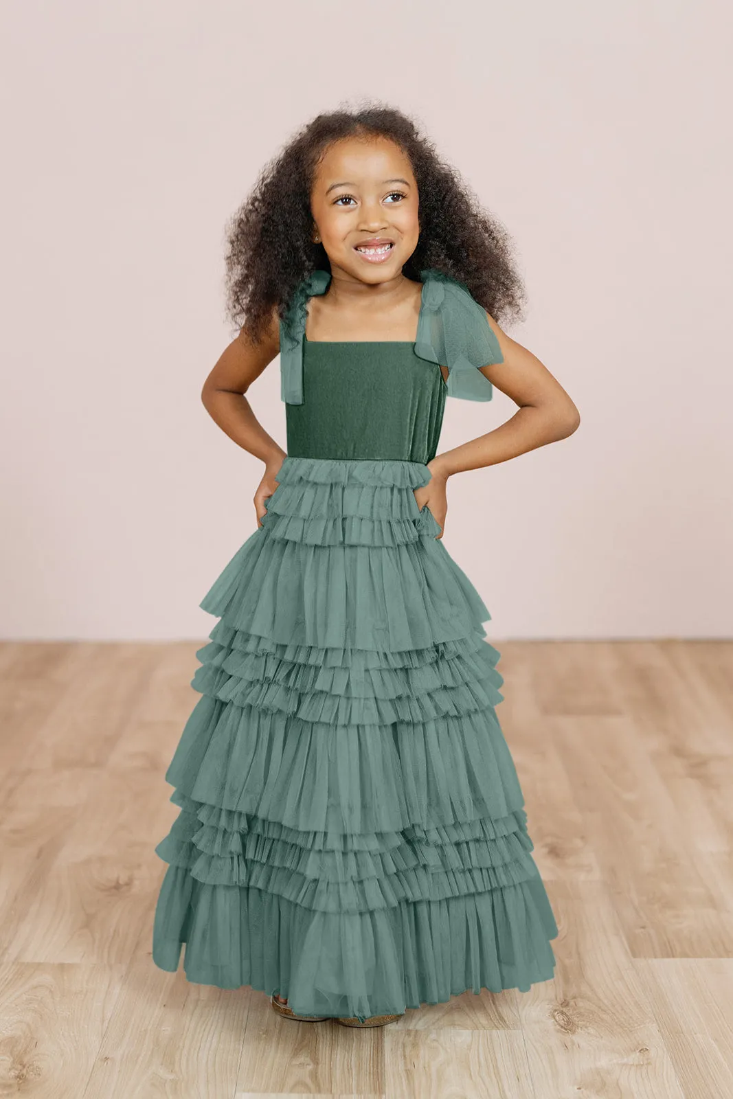 Kids Tallulah Velvet   Tulle Dress | Made To Order