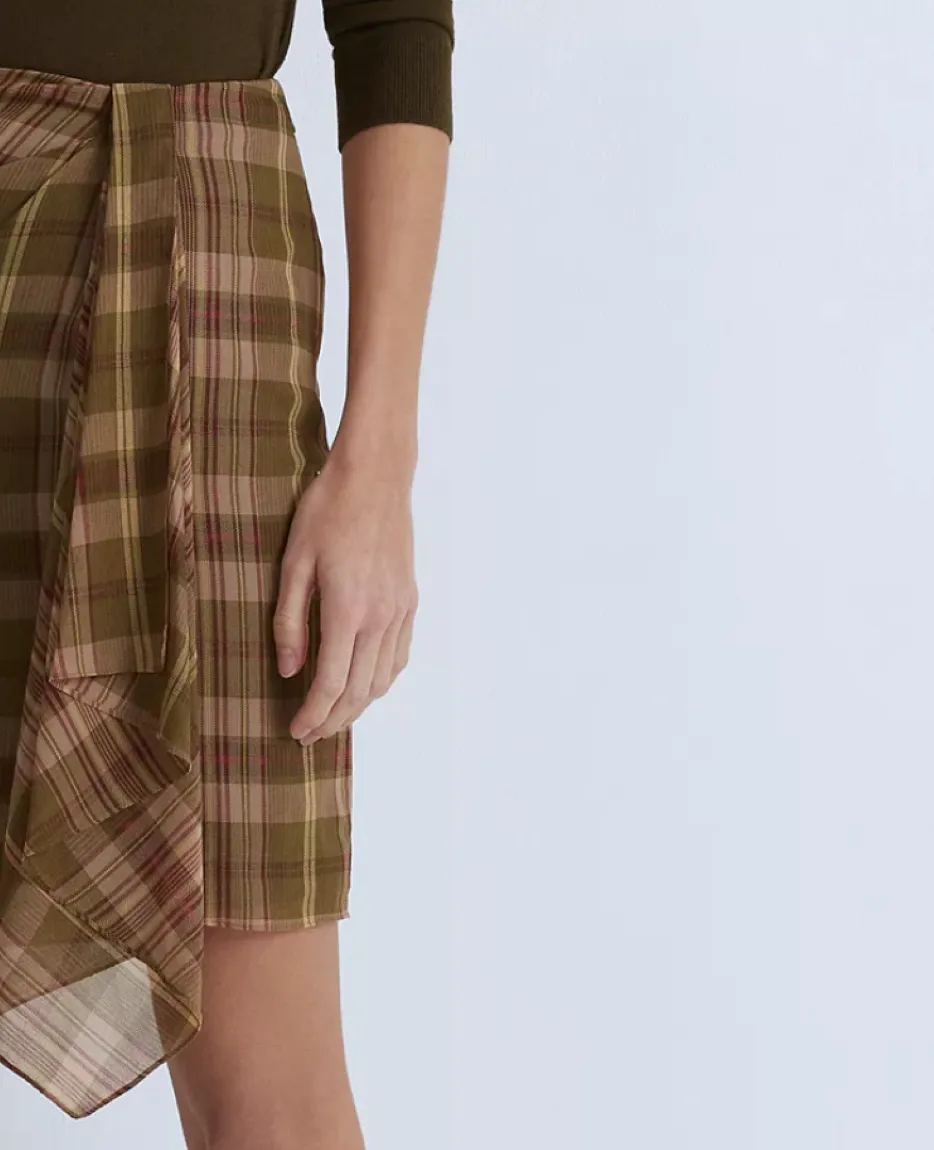 LAUREN RALPH LAUREN Plaid Ruffle-Trim Georgette Skirt