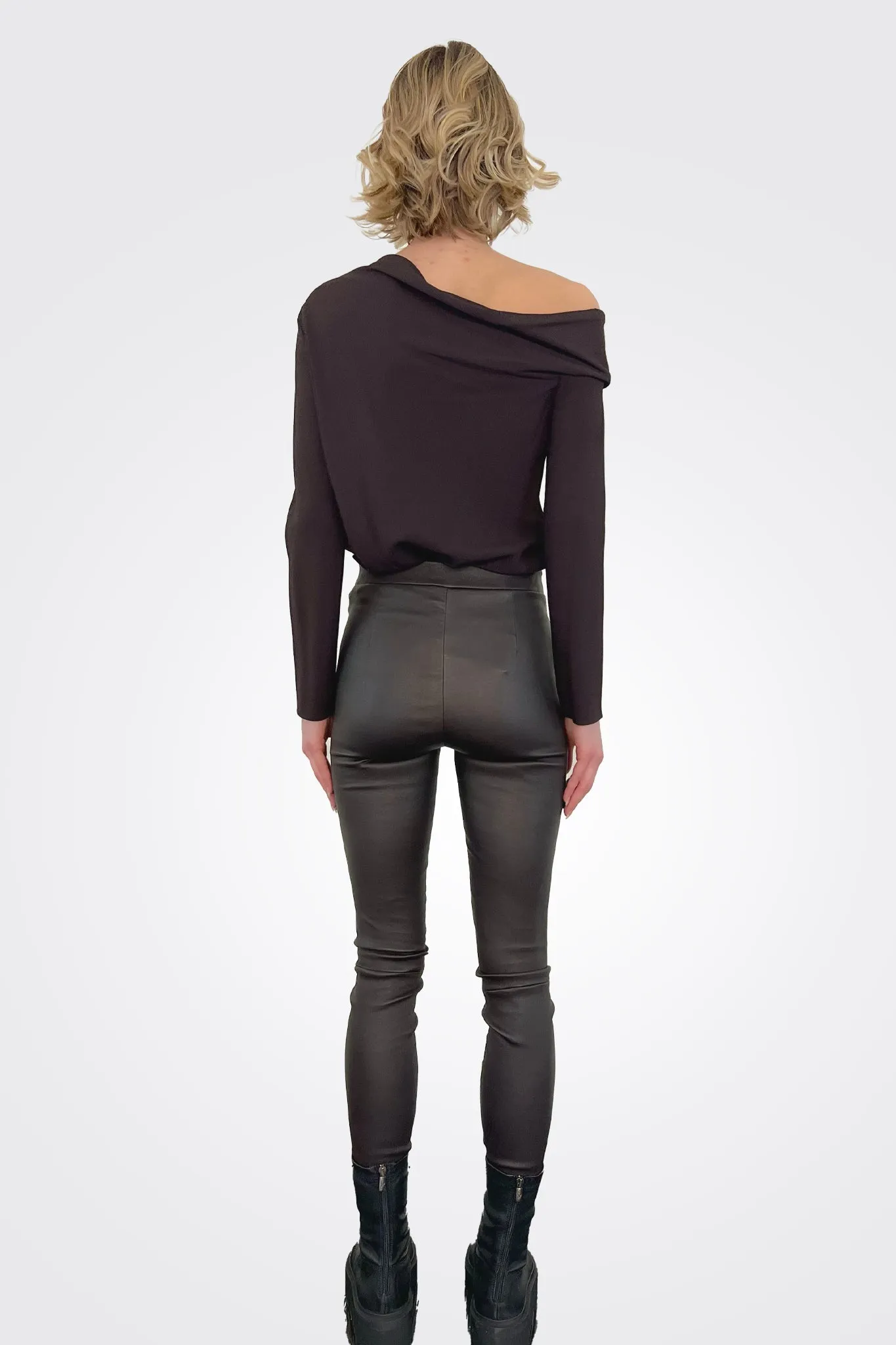 Leather High Waist Legging - Mink