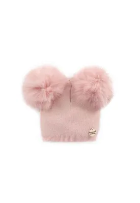 Little Double Bobble Hat (Baby Pink)