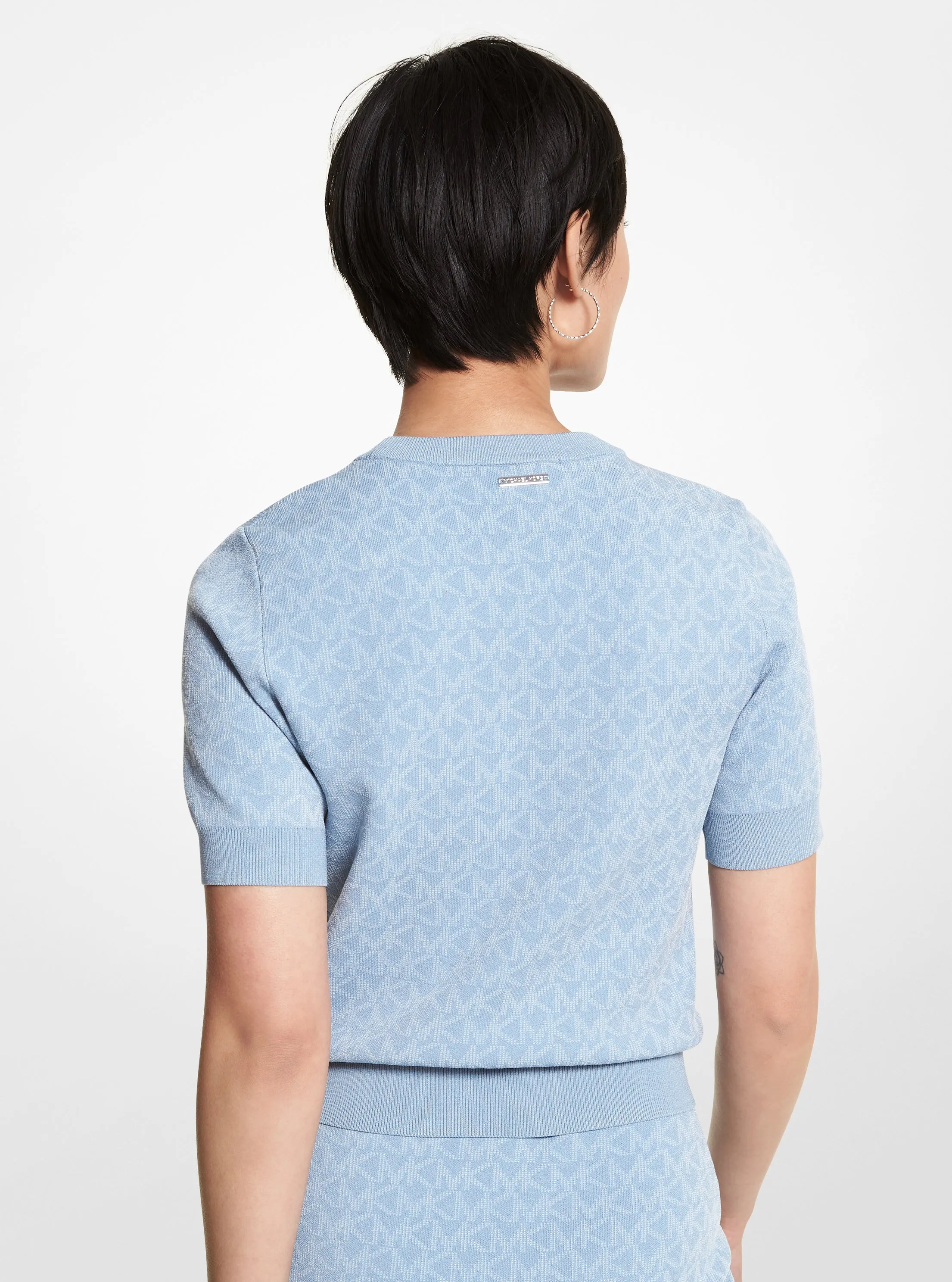 Logo Jacquard Short-Sleeve Sweater