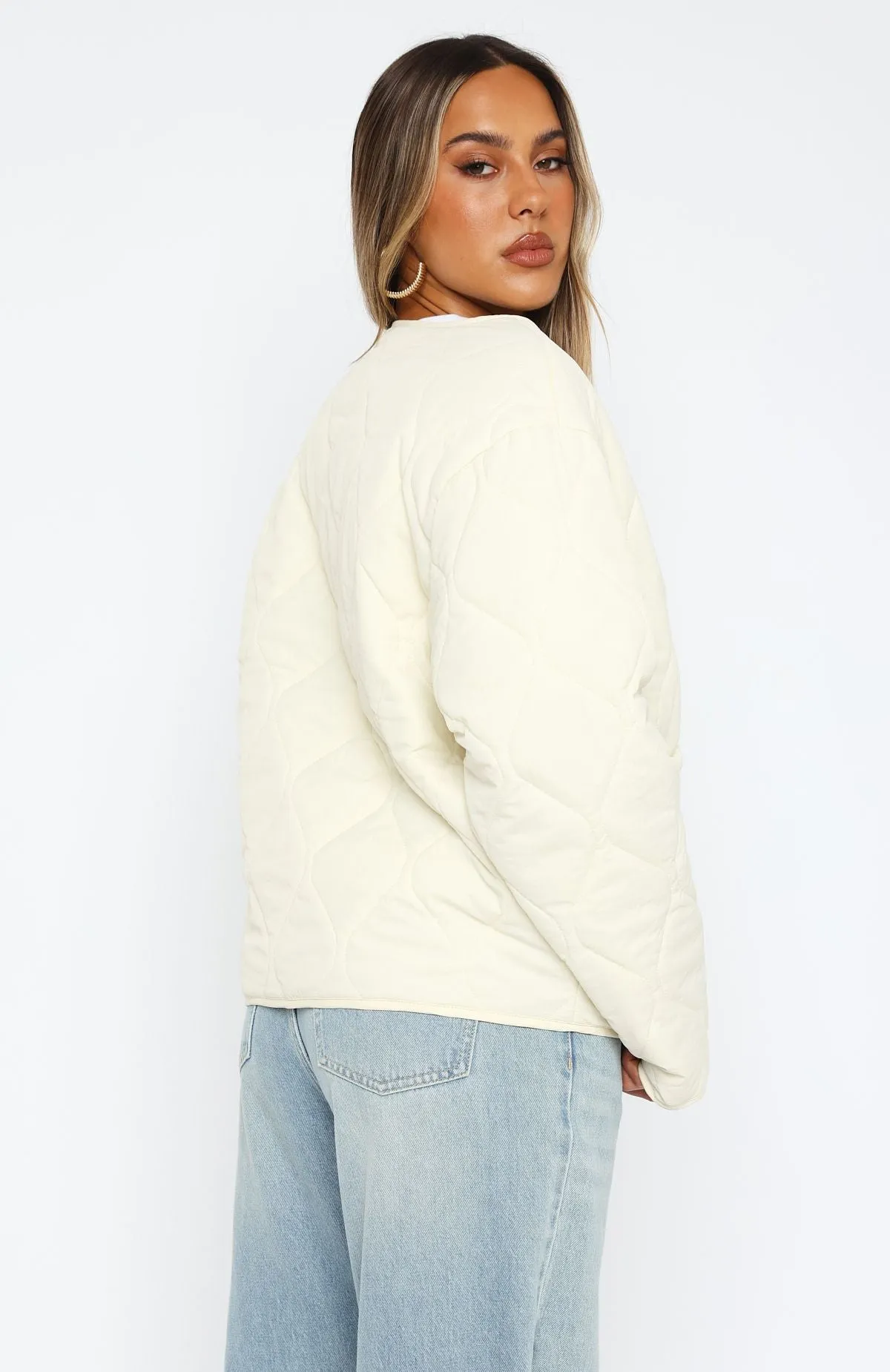 Lost At Night Quilted Jacket Cream