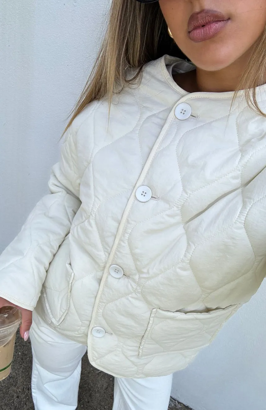 Lost At Night Quilted Jacket Cream