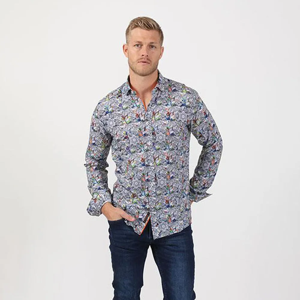 Mandala Floral Print Button Down Shirt