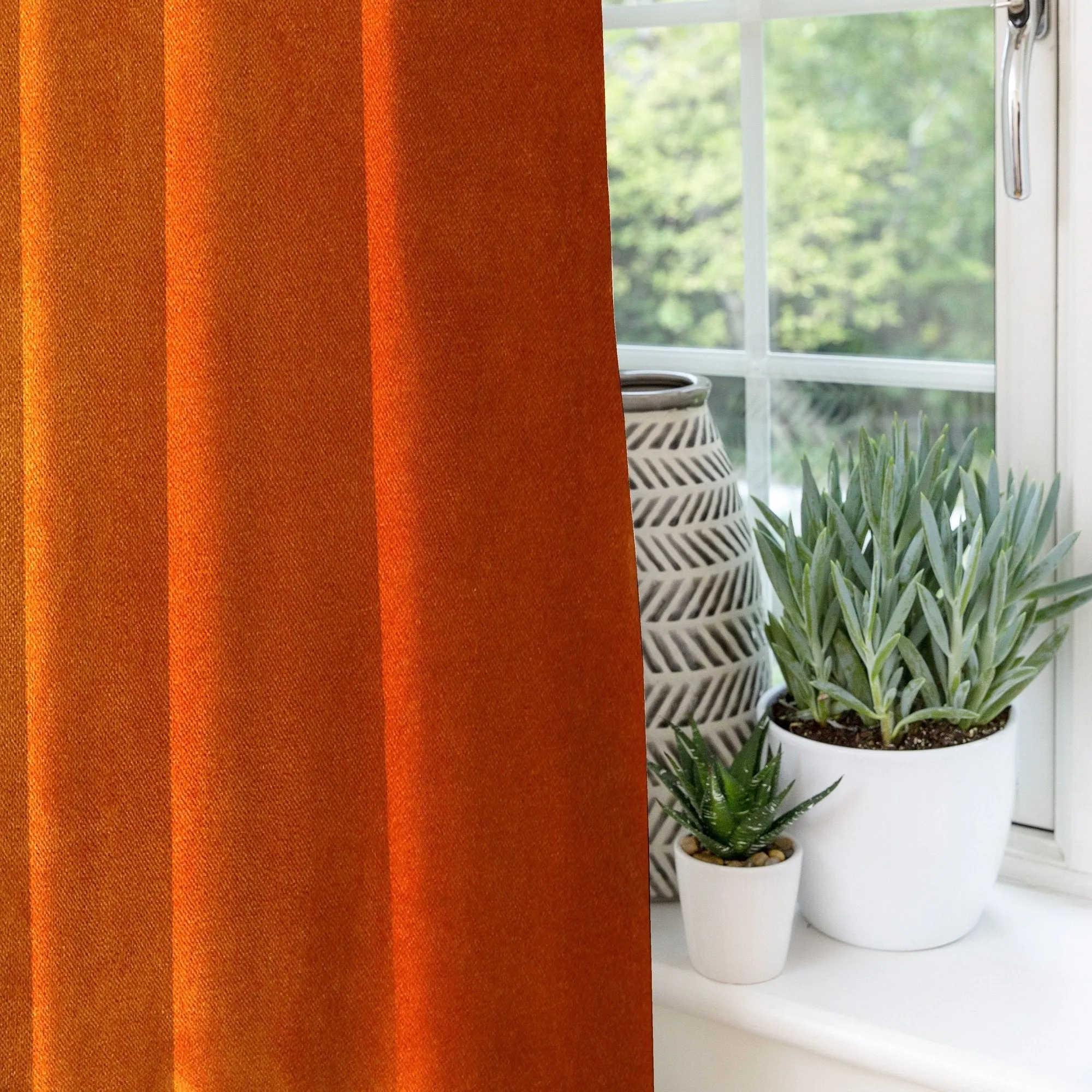 Matt Burnt Orange Velvet Curtains