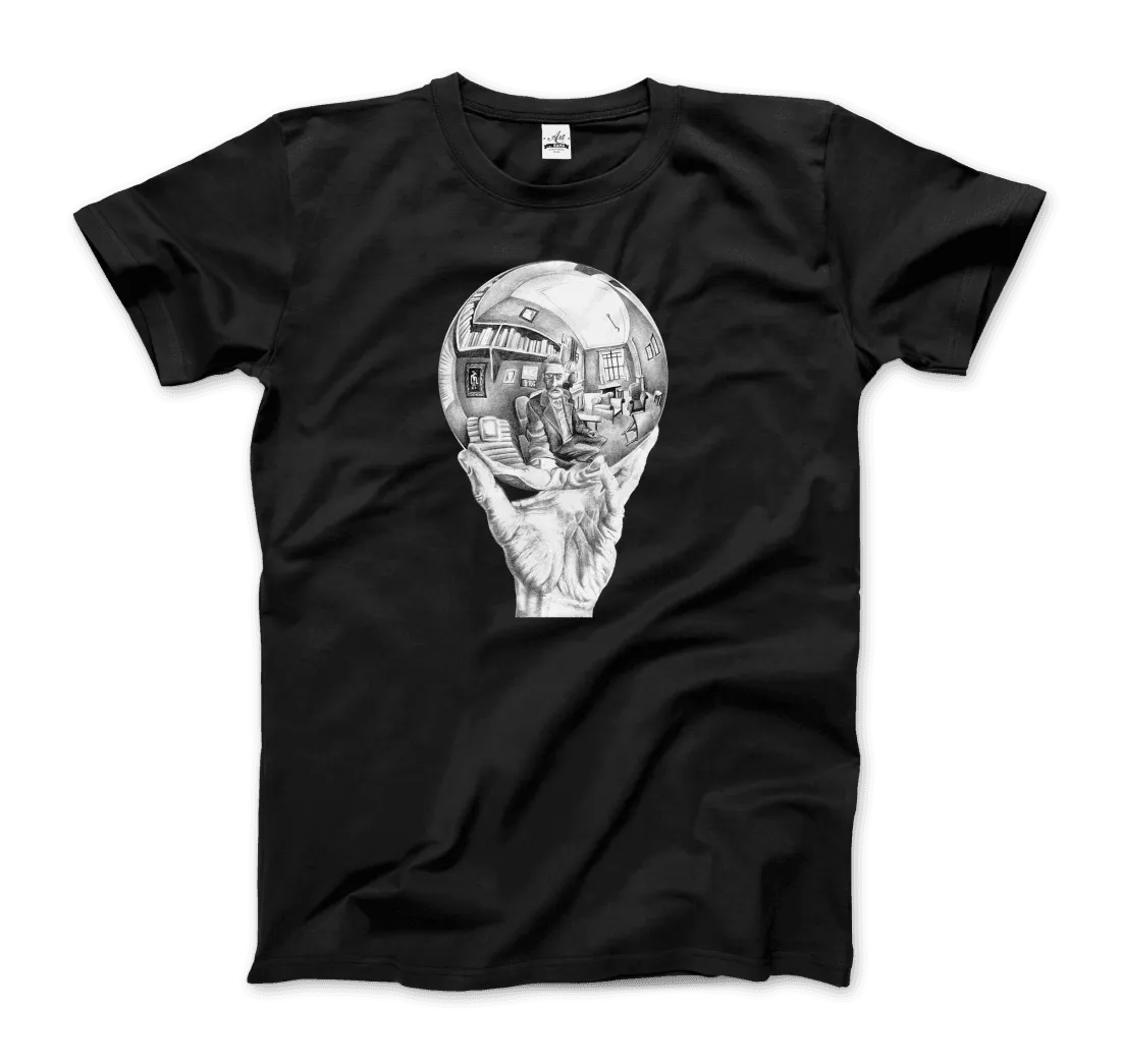 M.C. Escher Hand with Reflective Globe T-Shirt by Art-O-Rama Shop