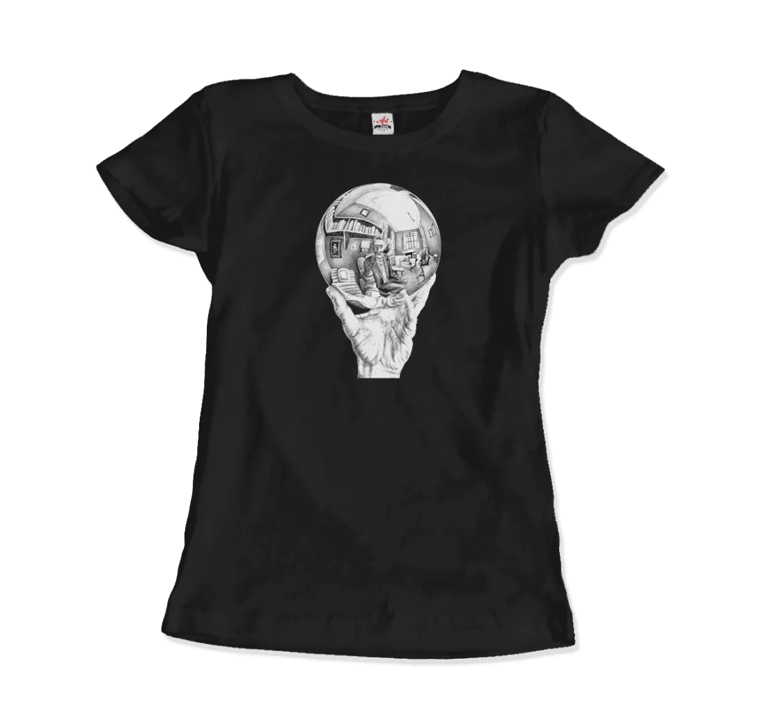 M.C. Escher Hand with Reflective Globe T-Shirt by Art-O-Rama Shop