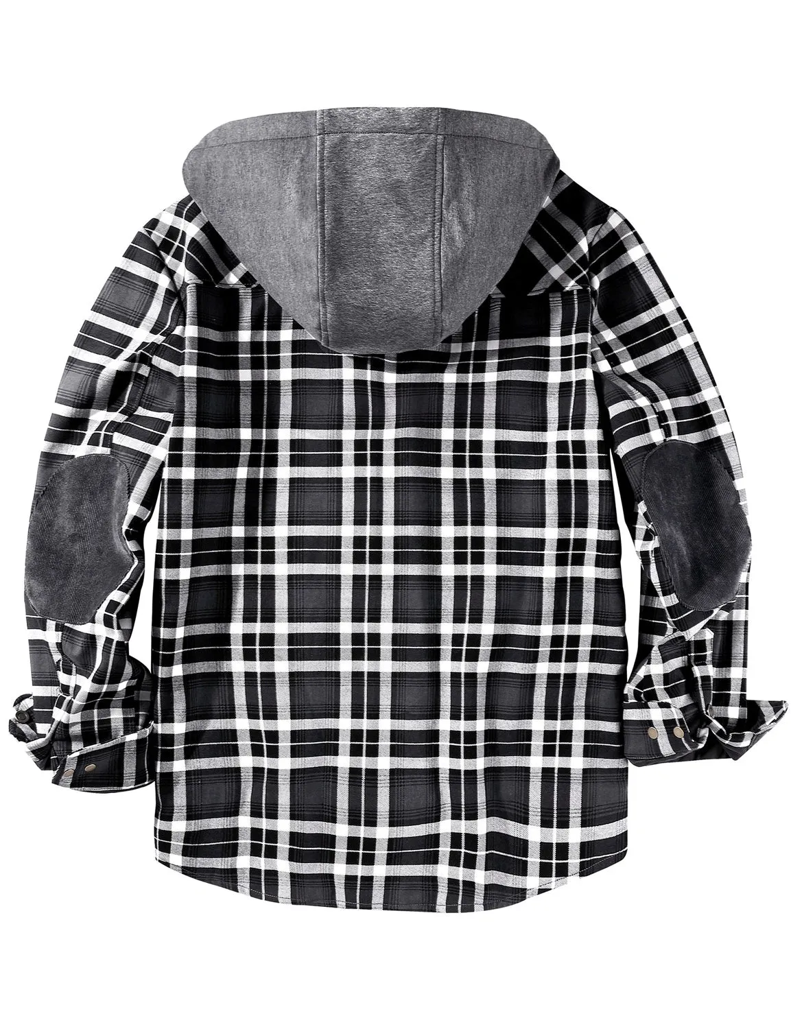 Men's Casual Flannel Lined Long Sleeve Fall Winter Warm Plaid Hooded Shirt Jacket