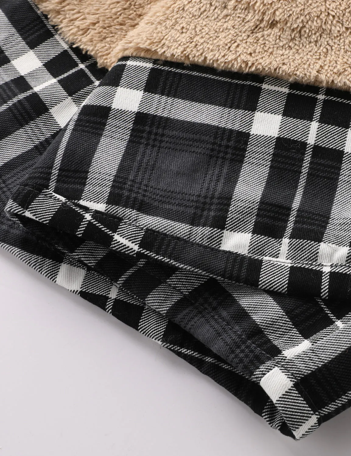 Men's Casual Flannel Lined Long Sleeve Fall Winter Warm Plaid Hooded Shirt Jacket