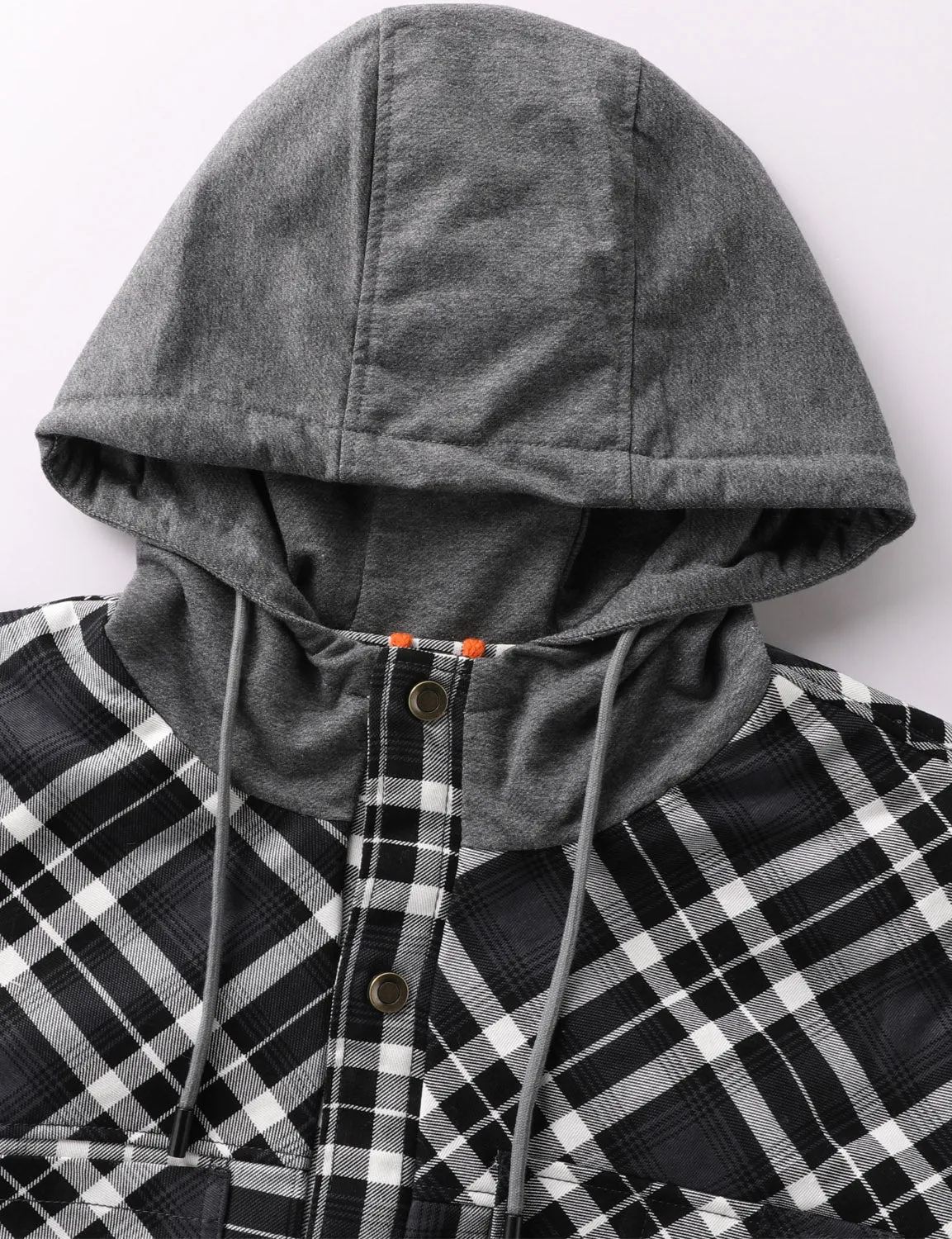 Men's Casual Flannel Lined Long Sleeve Fall Winter Warm Plaid Hooded Shirt Jacket