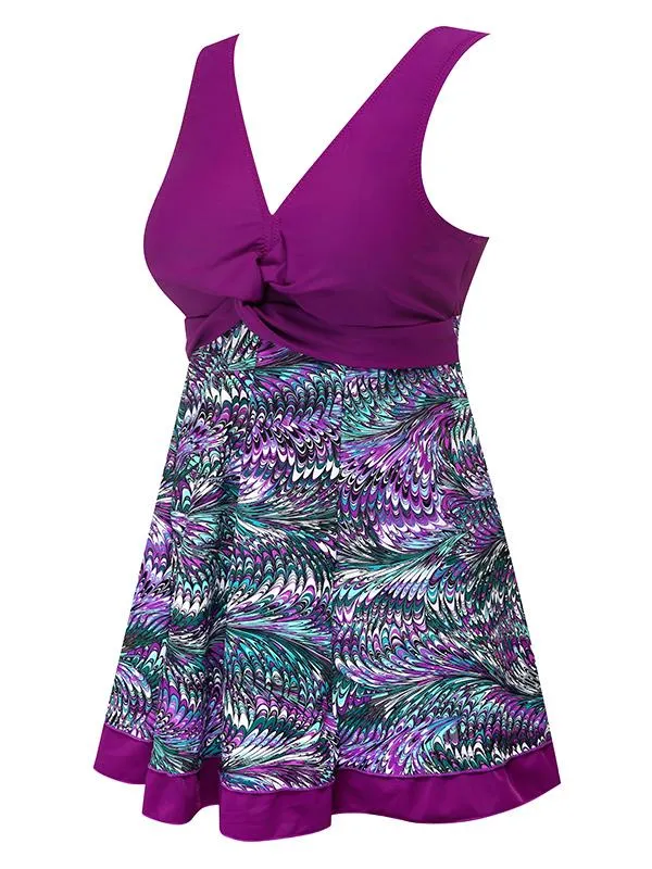 Modest Swimwear for Women and Slimming Peacock Skirted Swimdress