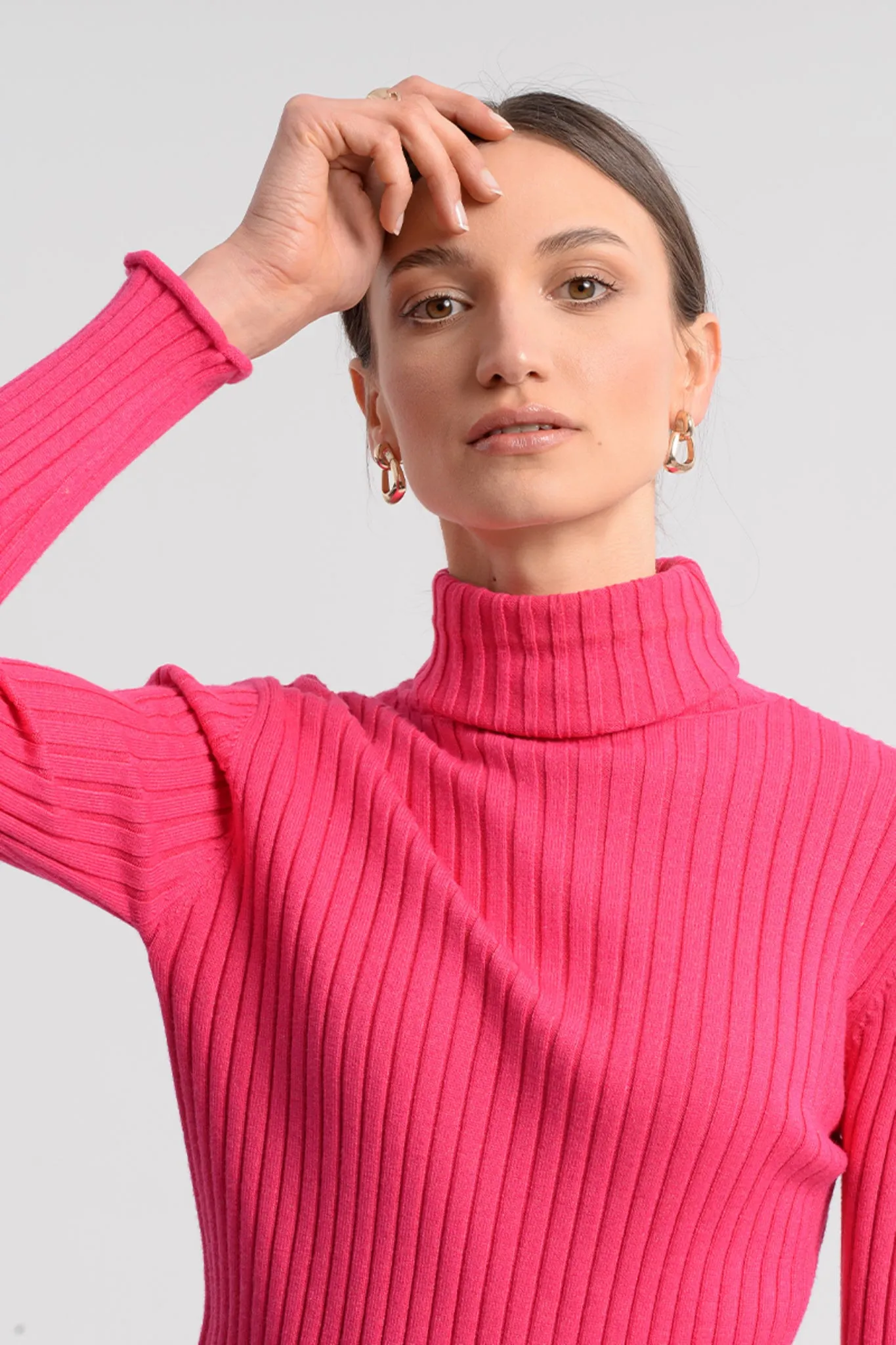 Molly Bracken Hot Pink Turtle Neck Jumper