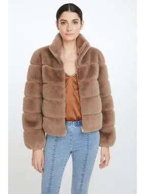 ODILE FAUX FUR COAT - TAUPE