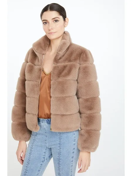 ODILE FAUX FUR COAT - TAUPE