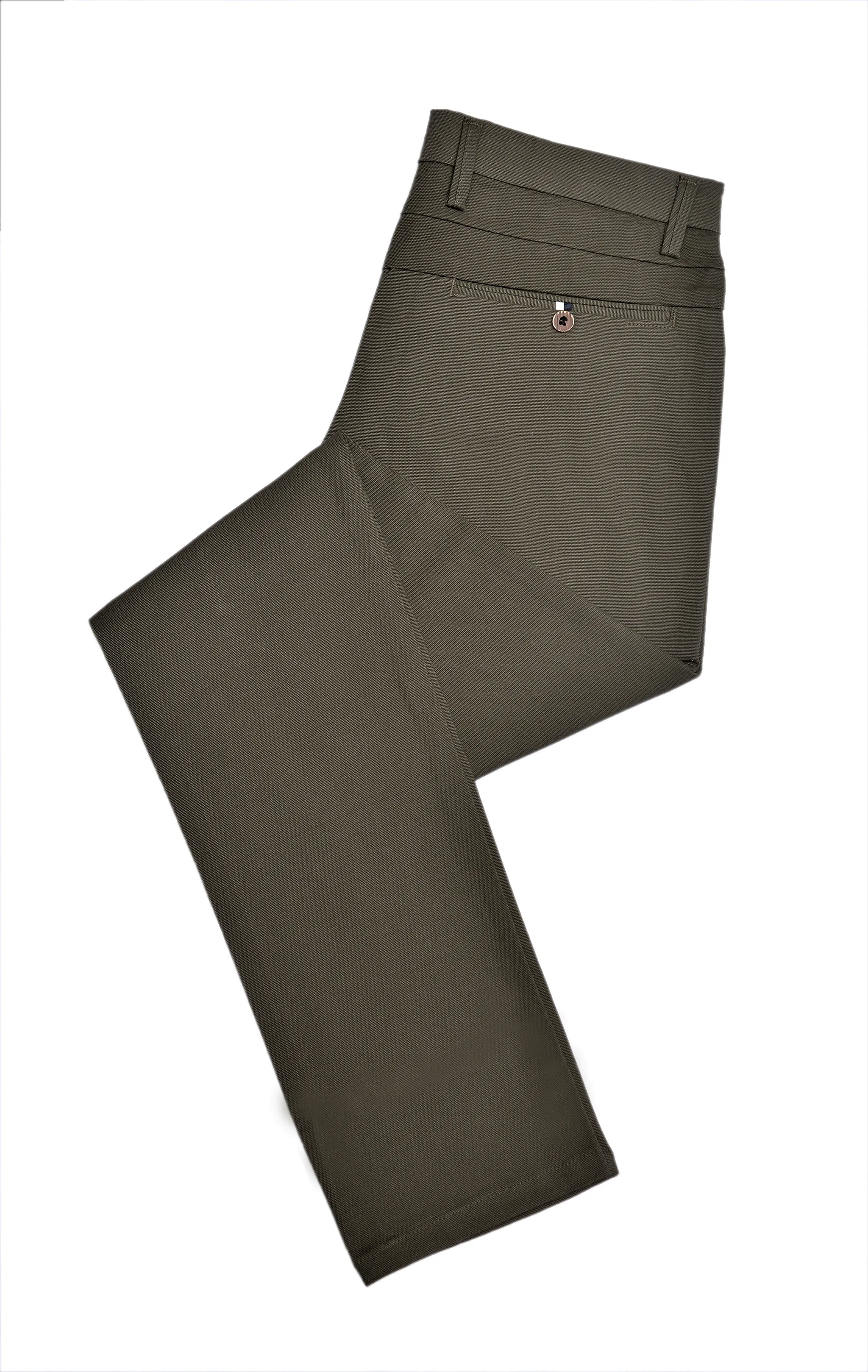 Olive Green Textured Cotton Chinos Pants