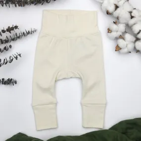 Organic Cotton High Waist Baby Pants, Natural