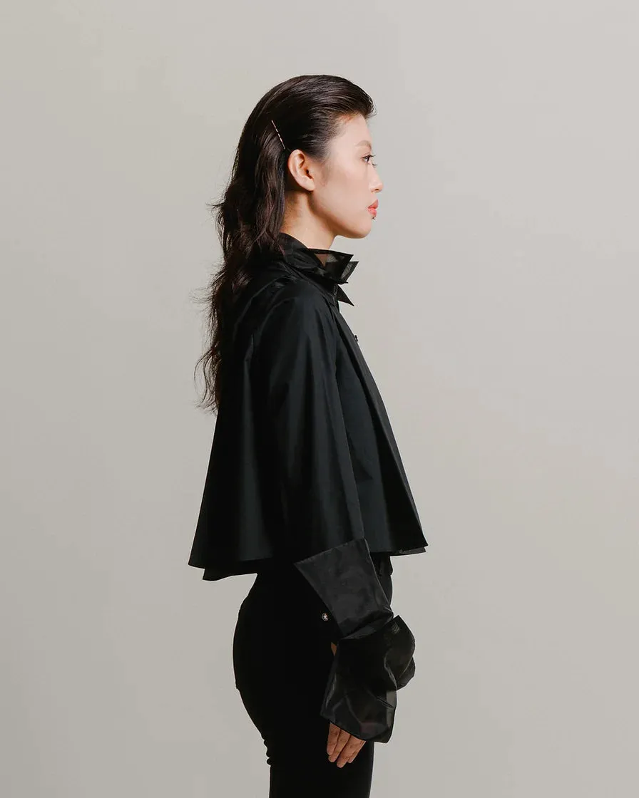 Organza cropped shirt-black