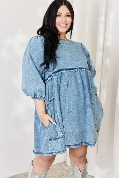 Oversized Denim Babydoll Dress