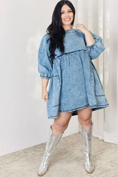 Oversized Denim Babydoll Dress