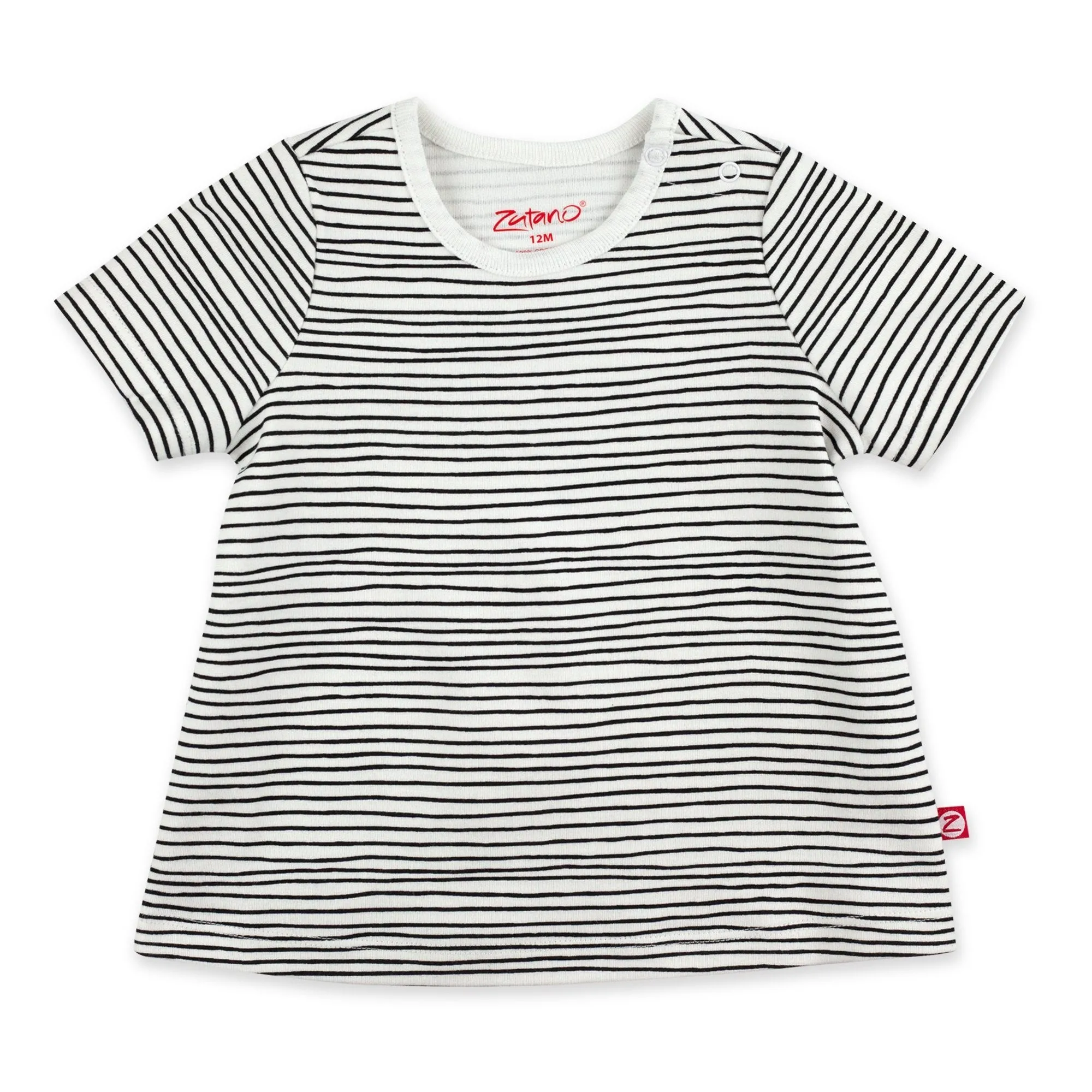 Pencil Stripe Organic Cotton Short Sleeve Swing Top