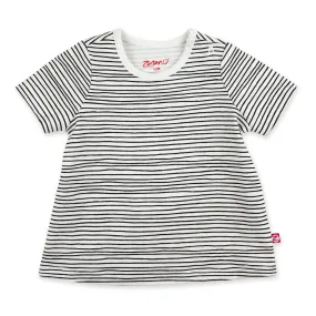 Pencil Stripe Organic Cotton Short Sleeve Swing Top