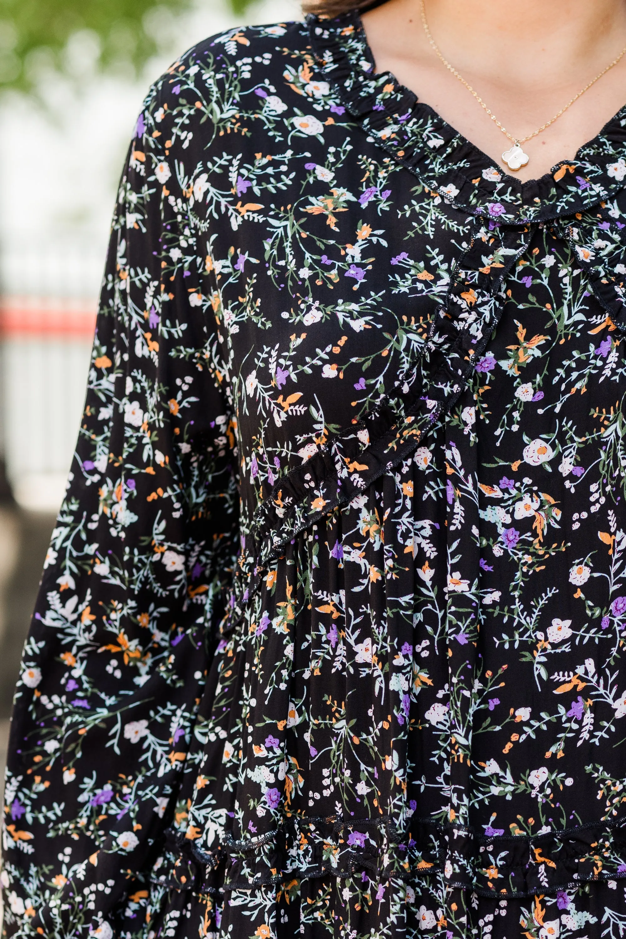 Phenomenal Florals Dress, Black