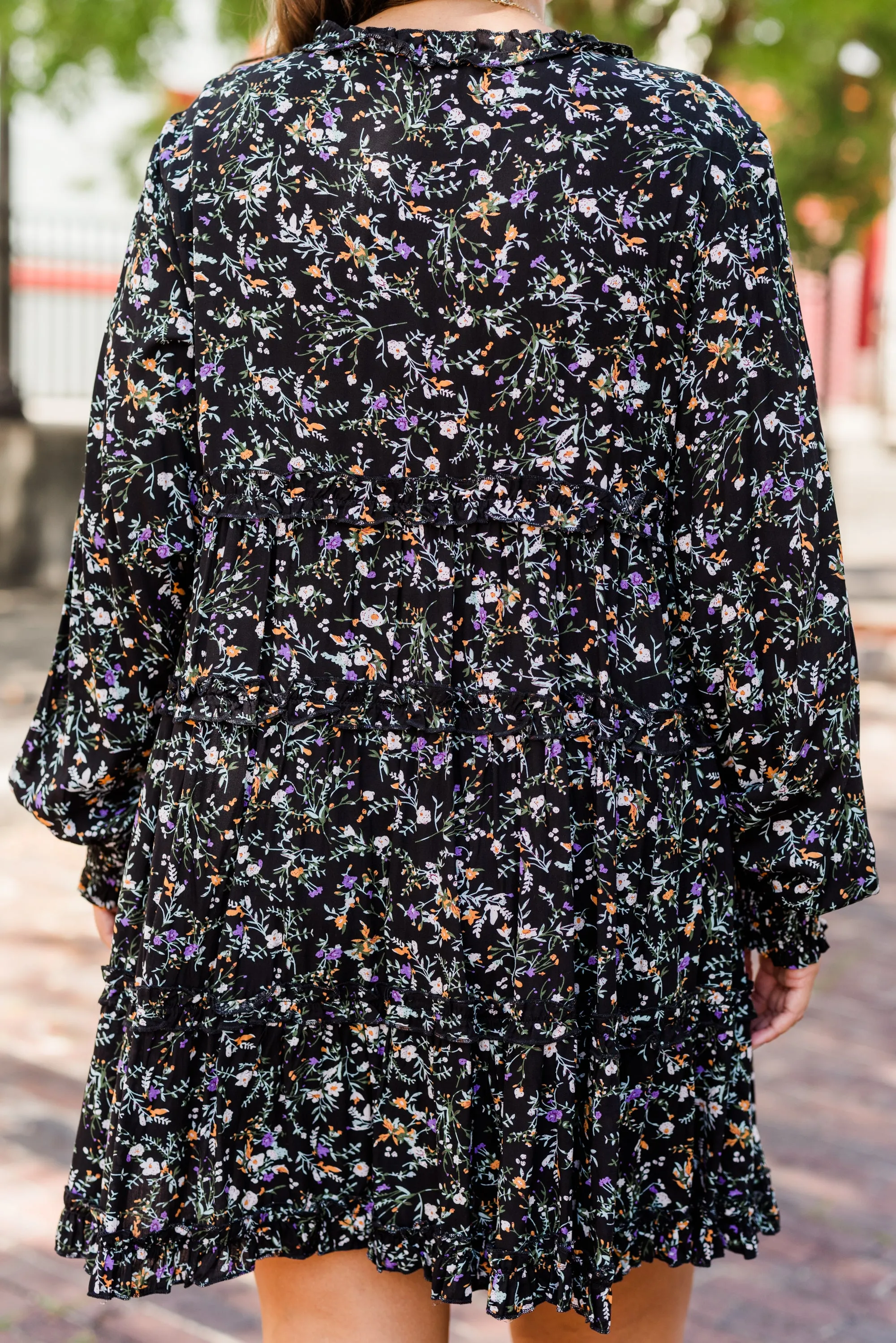 Phenomenal Florals Dress, Black