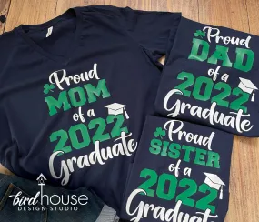 Proud Family of a Graduate Shirt, Pick any Two School Colors, Images