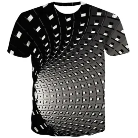 Psychedelic T shirts Men Dizziness Tshirts Novelty Black T-shirts Graphic Geometric Tshirt Anime Gothic T-shirts 3d Short Sleeve