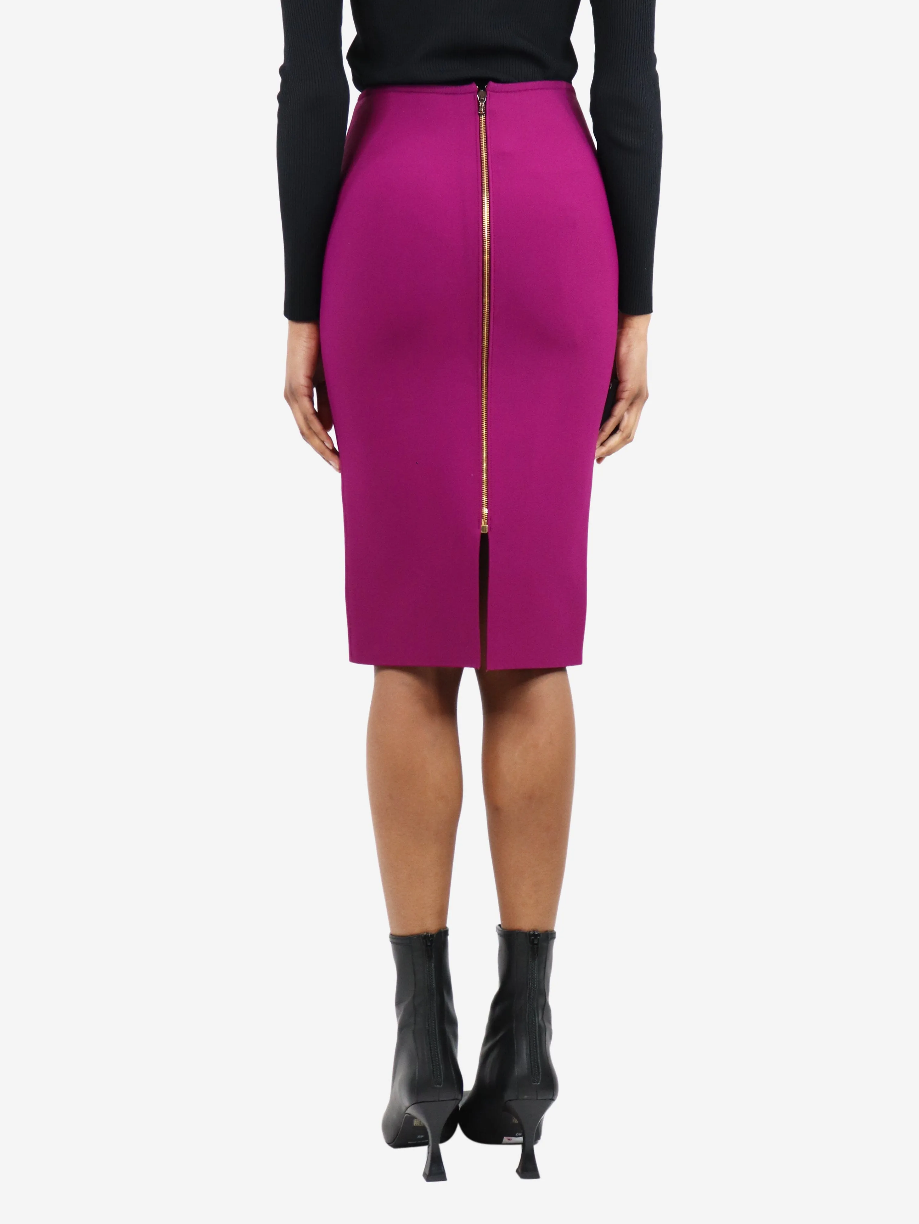 Purple midi pencil skirt - size UK 12