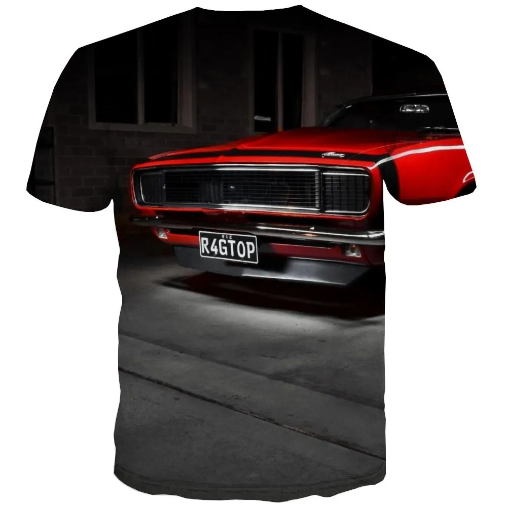 Racing Car T shirts Men Metal Shirt Print City Tshirts Novelty Gray Tshirt Printed Retro T-shirts 3d