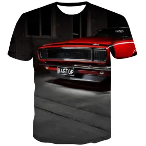 Racing Car T shirts Men Metal Shirt Print City Tshirts Novelty Gray Tshirt Printed Retro T-shirts 3d