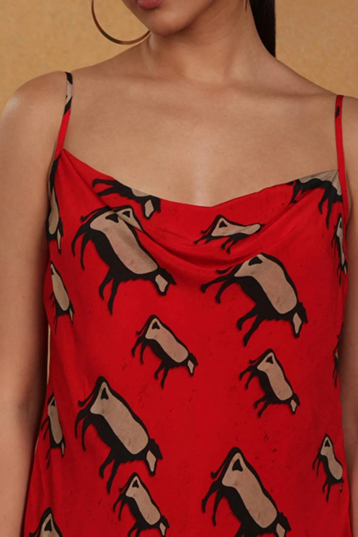 Red Cow Slip Dress