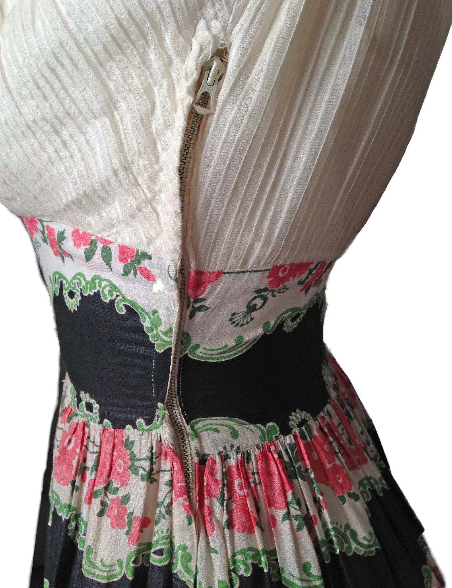 Romantic 1940s Cotton Chintz Floral Dress