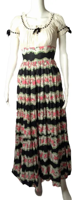 Romantic 1940s Cotton Chintz Floral Dress