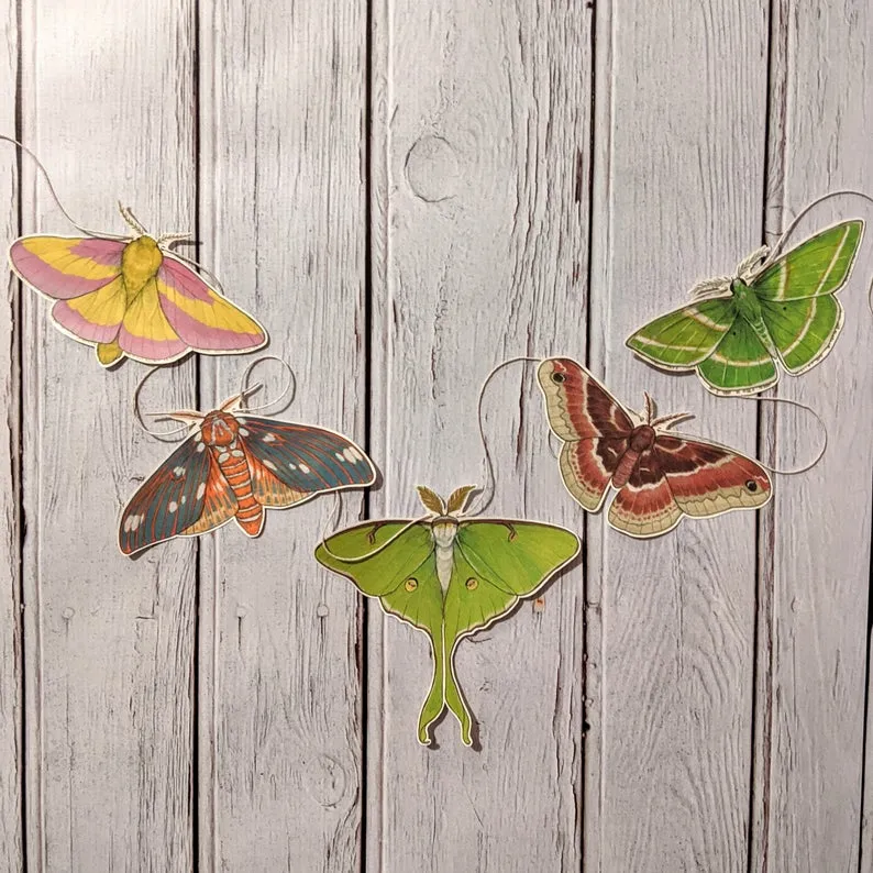 Sarah Draws Things Colorful Moth Garland