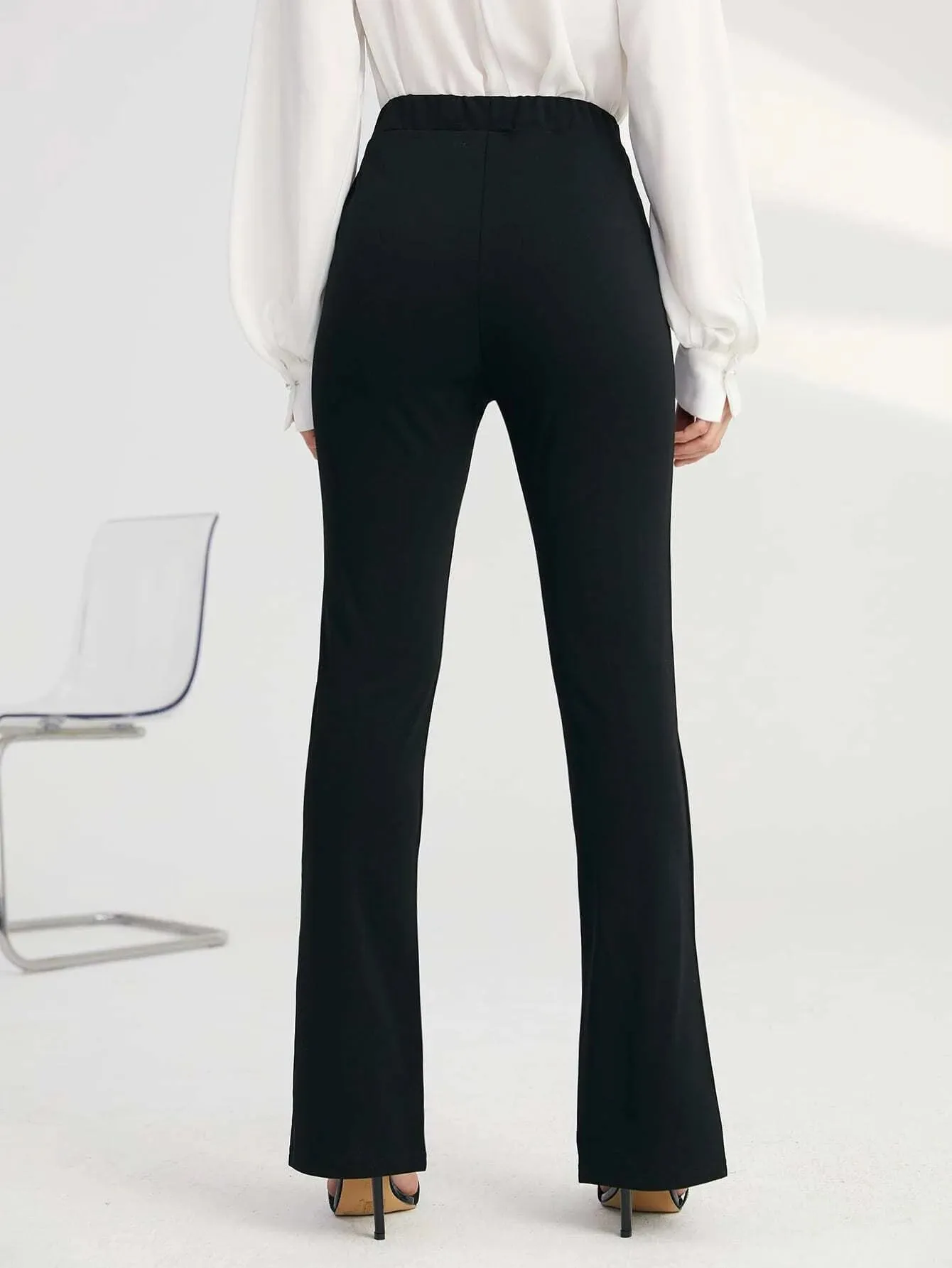 SHEIN BIZwear Solid Split Hem Pants